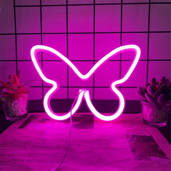 ZoeZo - Neon Wandlamp Vlinder - Roze - Butterfly - LED - Neon Verlichting - Sfeerverlichting - Led lamp - Neonlicht - Neon lamp