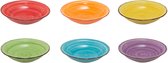 Studio Tavola Diepe Borden Sunny Summer - Pastaborden Pasta Bowl - Aardewerk - Diverse Kleuren - Vaatwasserbestendig - Ø 21 cm 6 Stuks