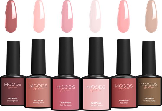 Moods Gellac 6-delige Set - Gellak Starterspakket - Gel Nagellak - 8ML - Soft Petals - Gellac - Nagels - Chique Kleuren - HEMA- & TPO-vrij