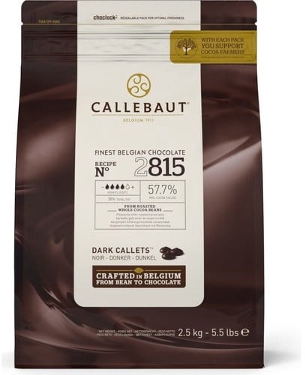 Callebaut chocolade callets puur - hoge vloeibaarheid - 2,5 kg