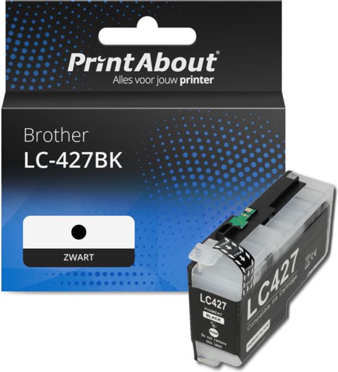 PrintAbout huismerk Inktcartridge LC-427BK Zwart geschikt voor Brother