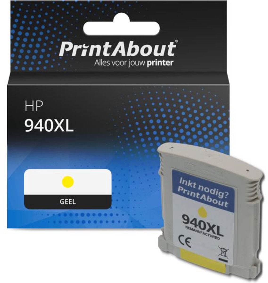 PrintAbout huismerk Inktcartridge 940XL (C4909AE) Geel Hoge capaciteit geschikt voor HP
