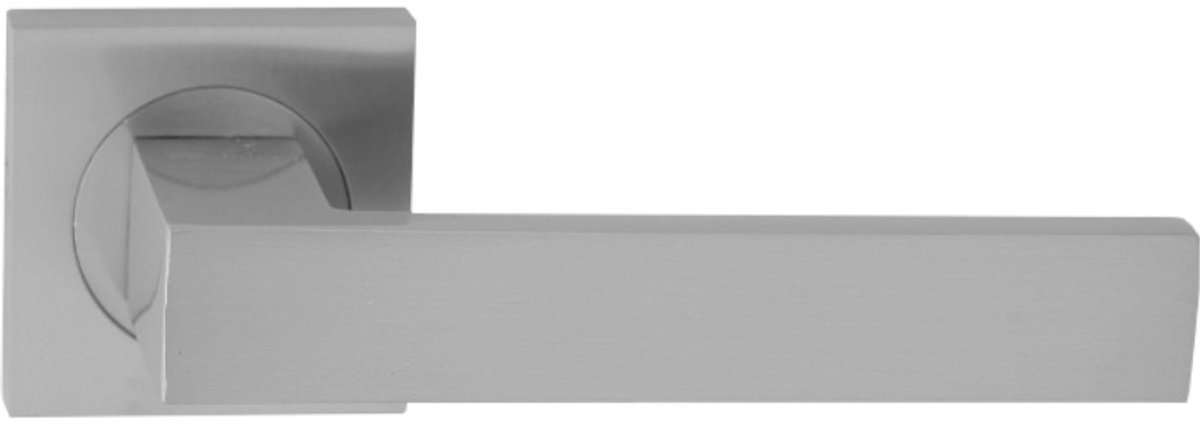 DOMINO QUBIK-QR M45 - Deurkruk op ronde rozet - Satijn chroom - Aluminium deurbeslag voor binnendeuren - Luxe Set