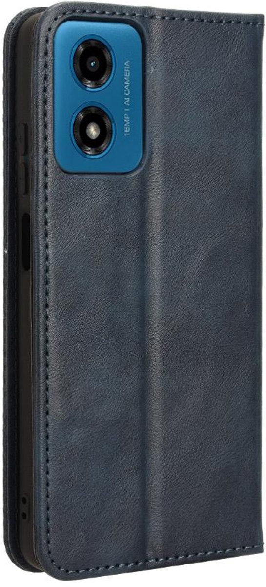 Mobigear Telefoonhoesje geschikt voor Motorola Moto E14 Hoesje | Mobigear Sensation Bookcase Portemonnee | Pasjeshouder voor 3 Pasjes | Telefoonhoesje voor Pinpas / OV Kaart / Rijbewijs - Blauw