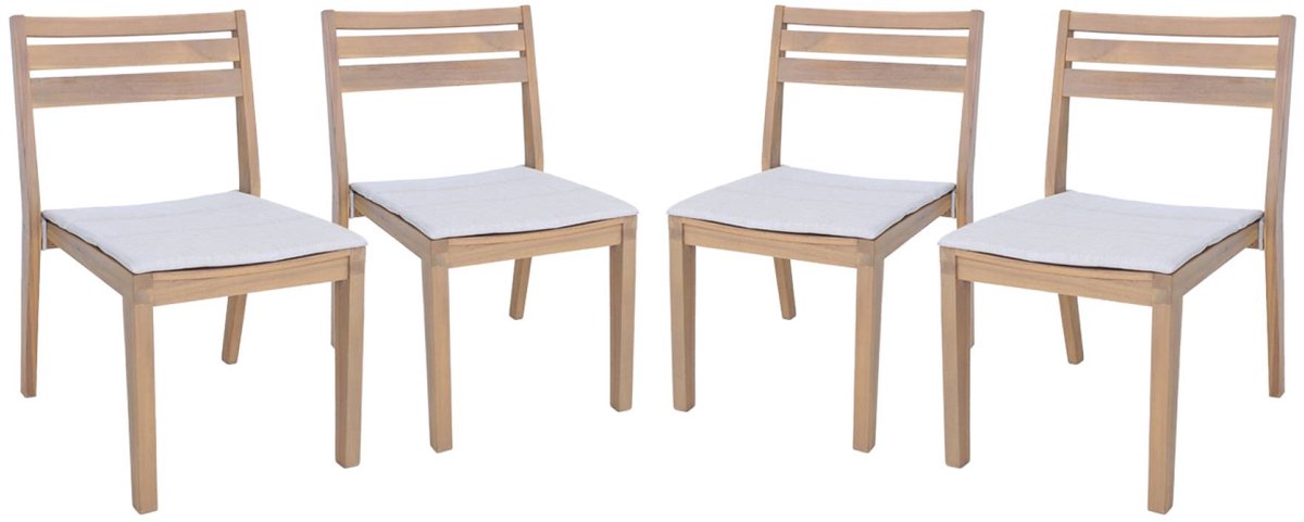 sweeek - Set van 4 tuinstoelen merina acaciahout met kussen, 52 x 55 x 81 cm