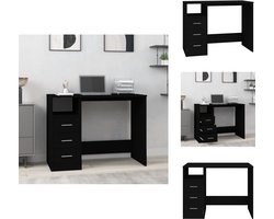 vidaXL - Bureau - met - lades - 102x50x76 - cm - bewerkt - hout - zwart