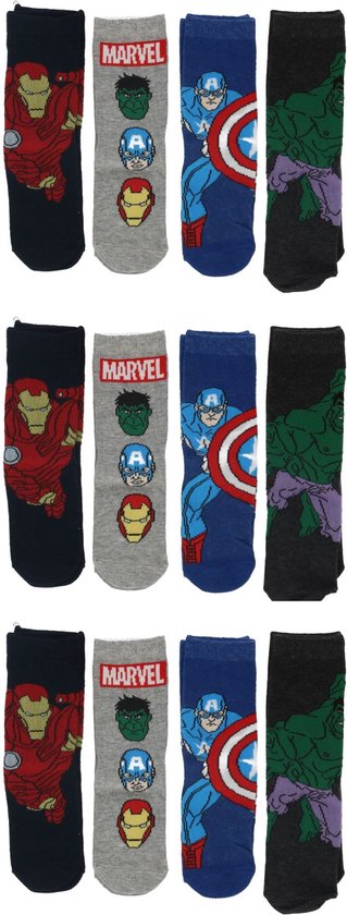 Avengers Sokken - Maat 27/30 - 12 Paar - 3 x 4-Pack - Multicolour - Jongens