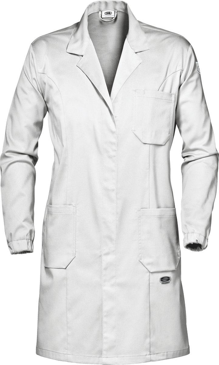 SIR SAFETY SYMBOL STRETCH WOMENS Stof Werkjas DAMES Veiligheidsjas Wit - Ergonomische Pasvorm - Metalen Drukknoopsluiting - Elastische Manchetten