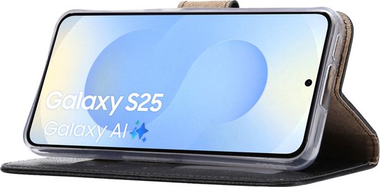 Étui avec 3 Protecteurs d'écran pour Samsung Galaxy S25 - Bibliothèque Arara avec porte-cartes - Zwart