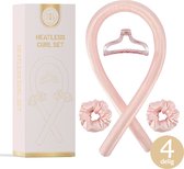 BeBliss Heatless Curl Set - 4 delig - Incl. Scrunchies en Haarklem - Roze - Haarrollers - Krullen Zonder Hitte - Krullend Haar Producten - Haarkruller - Complete Set