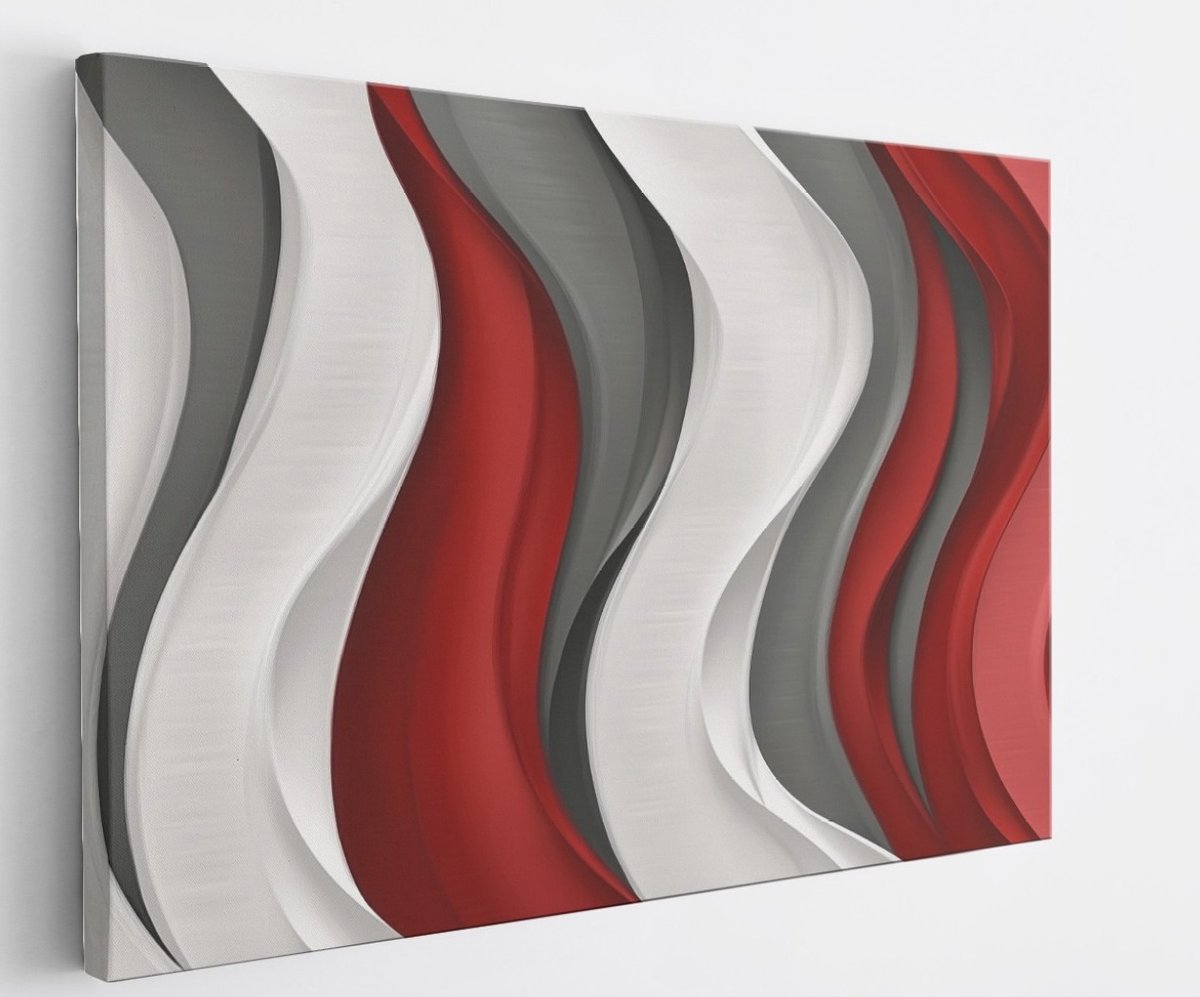 Saammp Canvas Schilderij - Rood wit patroon - Abstract - 150x100 - Foto op canvas - Wanddecoratie - Muurdecoratie Woonkamer - Slaapkamer decoratie - Canvas Print Multicolor