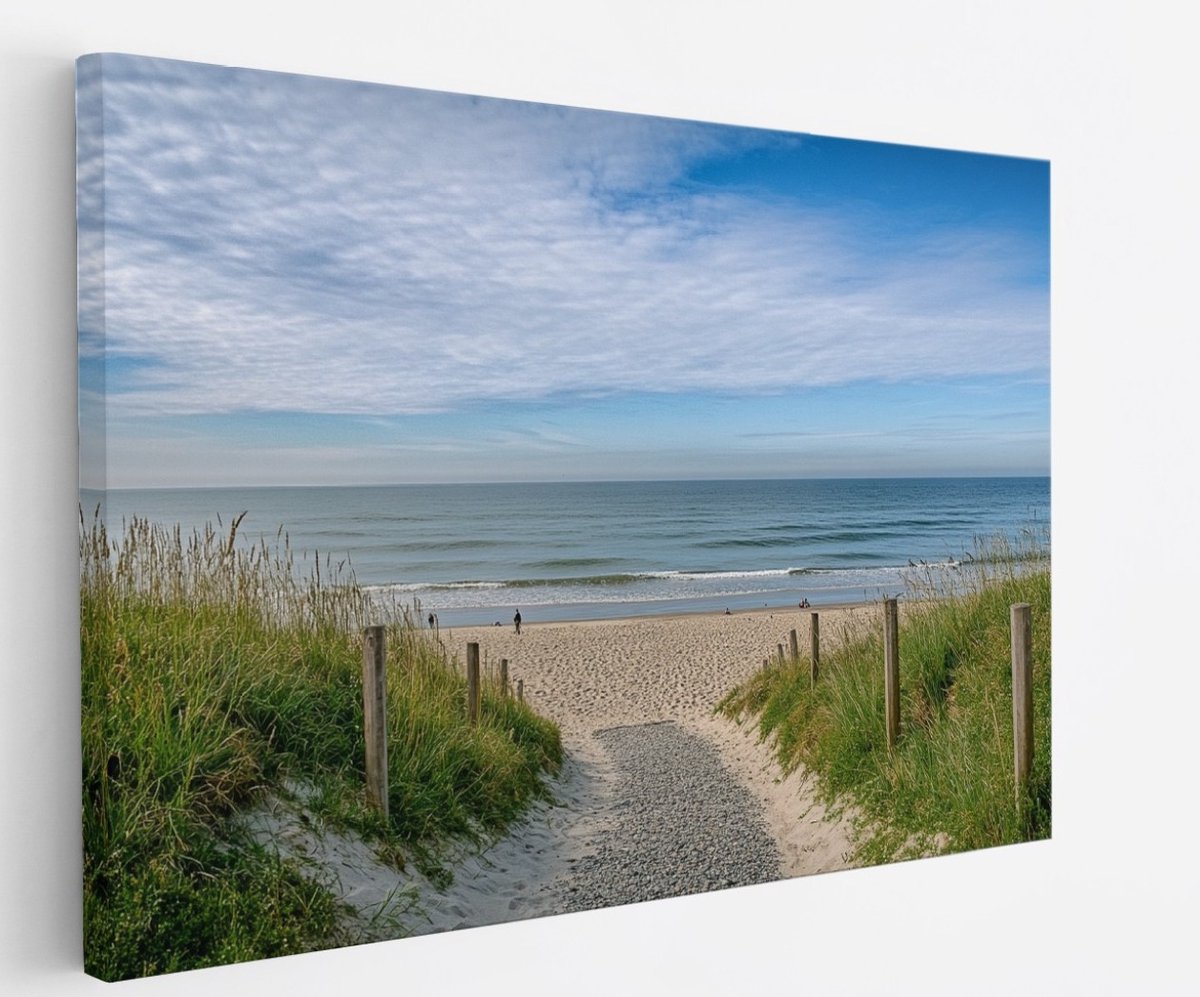 Saammp Canvas Schilderij - strand en zee - Nederland - 45x30 - Foto op canvas - Wanddecoratie - muurdecoratie Woonkamer - Slaapkamer decoratie - Canvas Print Multicolor