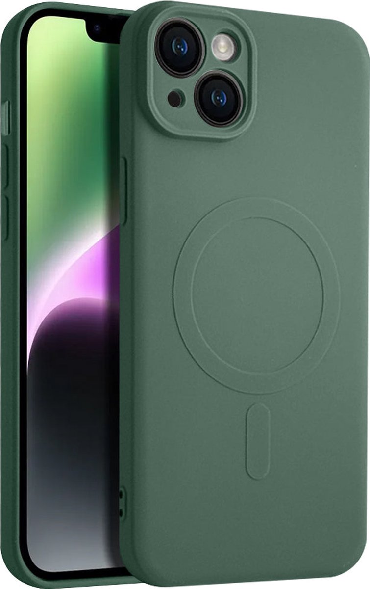 Casify Siliconen Hoesje geschikt voor MagSafe iPhone 15 Plus Hoesje - Legergroen