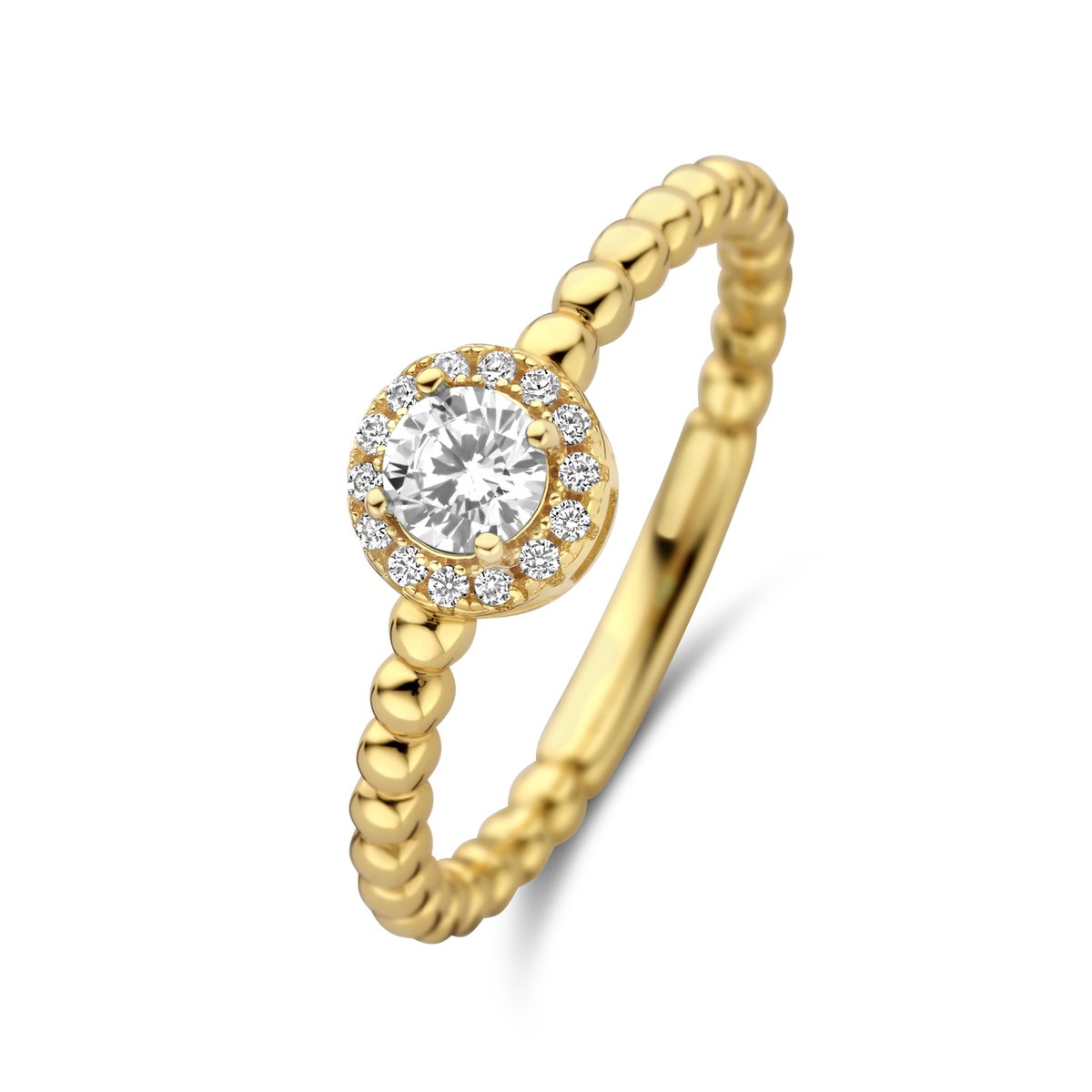 New Bling - 9NB-1453-52 - zilveren ring met zirkonia steen - 925 sterling silver - gold plated