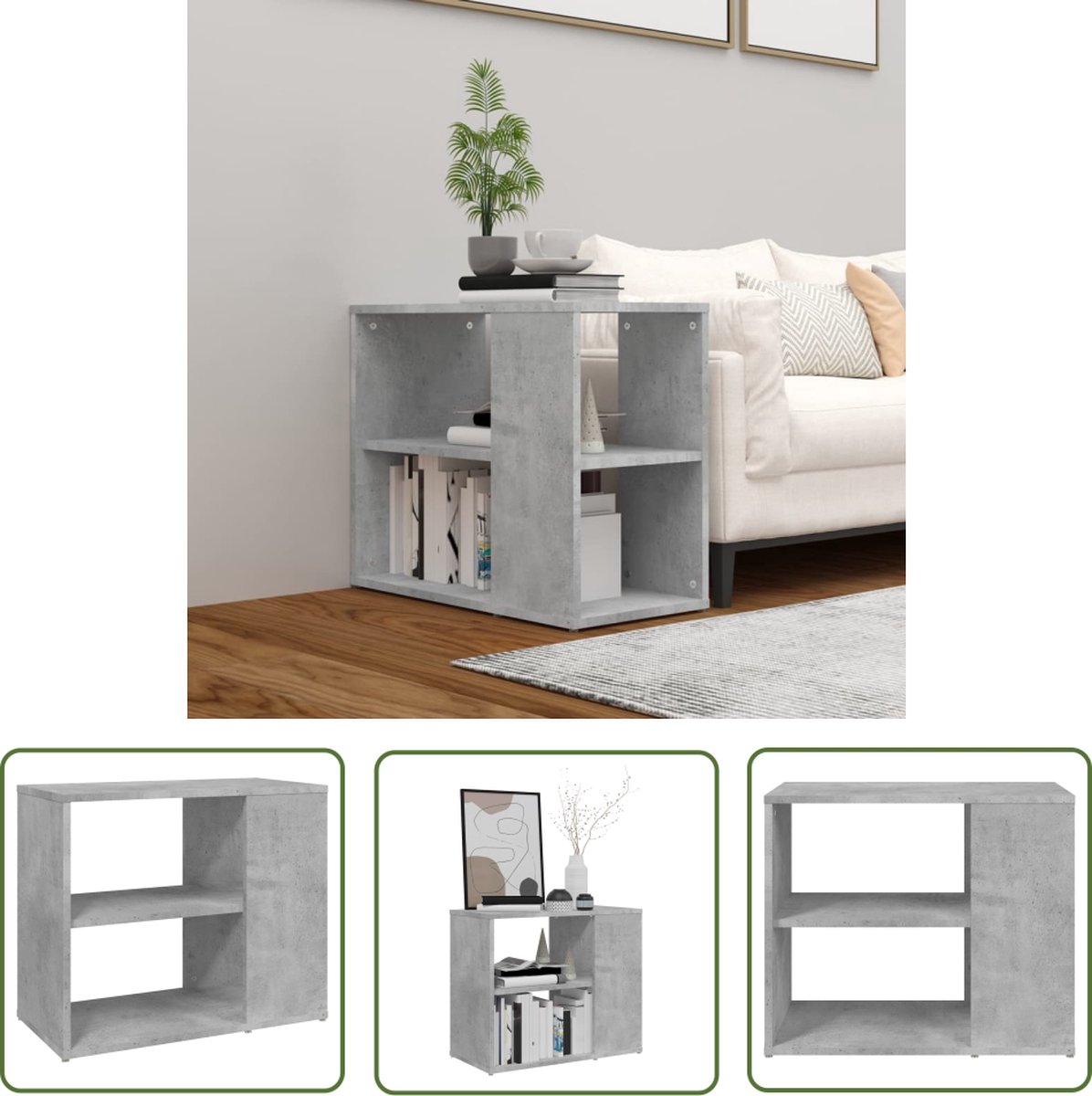 vidaXL Salontafel - Bijzetkast - Bijzetkast 60x30x50 cm bewerkt hout betongrijs - Tv Tafel - Houten Kast - Grijze Kast
