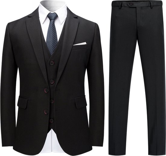Allthemen Costume 3 pièces pour homme Coupe ajustée Costumes de mariage – Veste moderne pour affaires – XXL