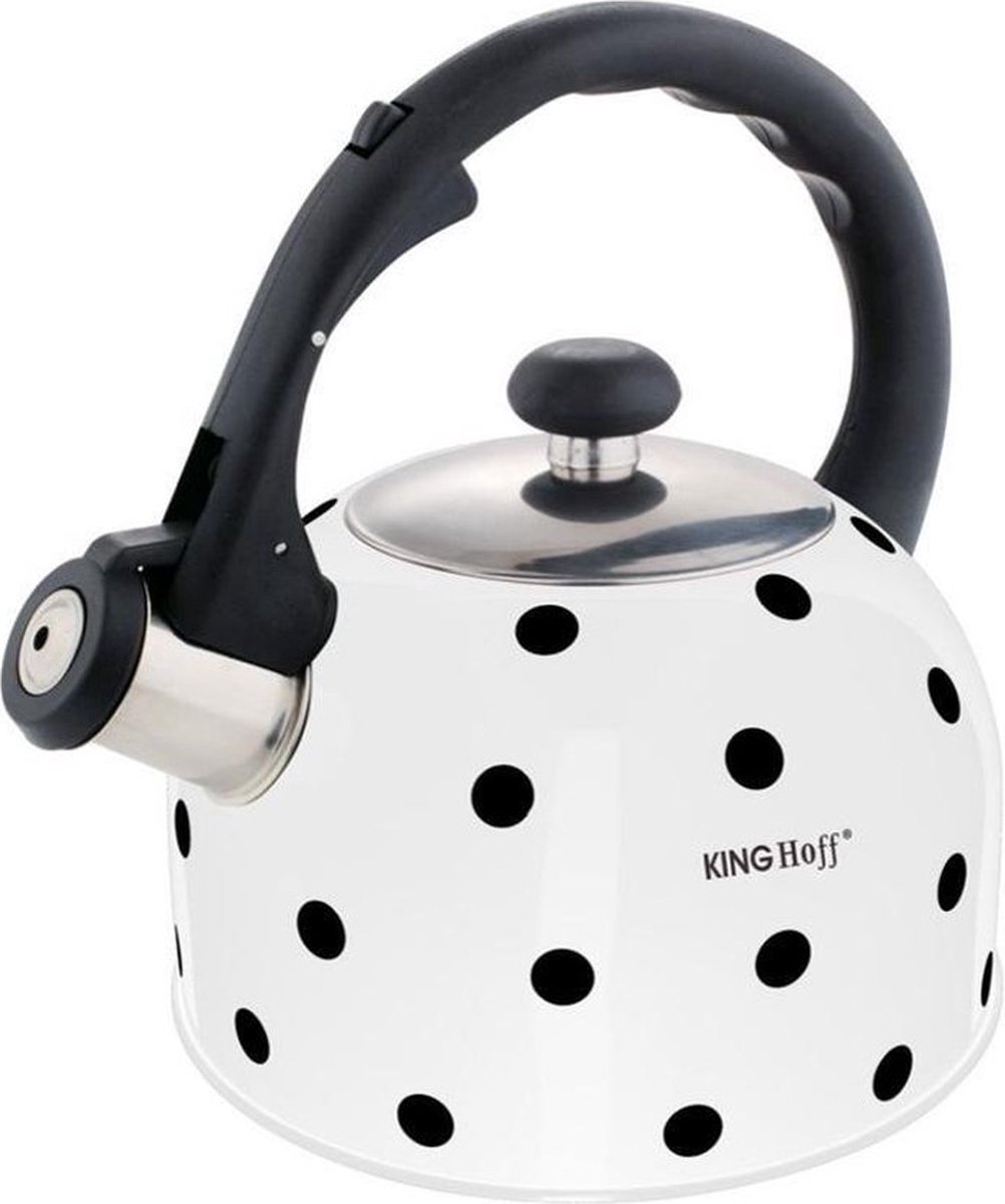 Bol.com Kinghoff Fluitketel wit stippel - 2,6 l aanbieding