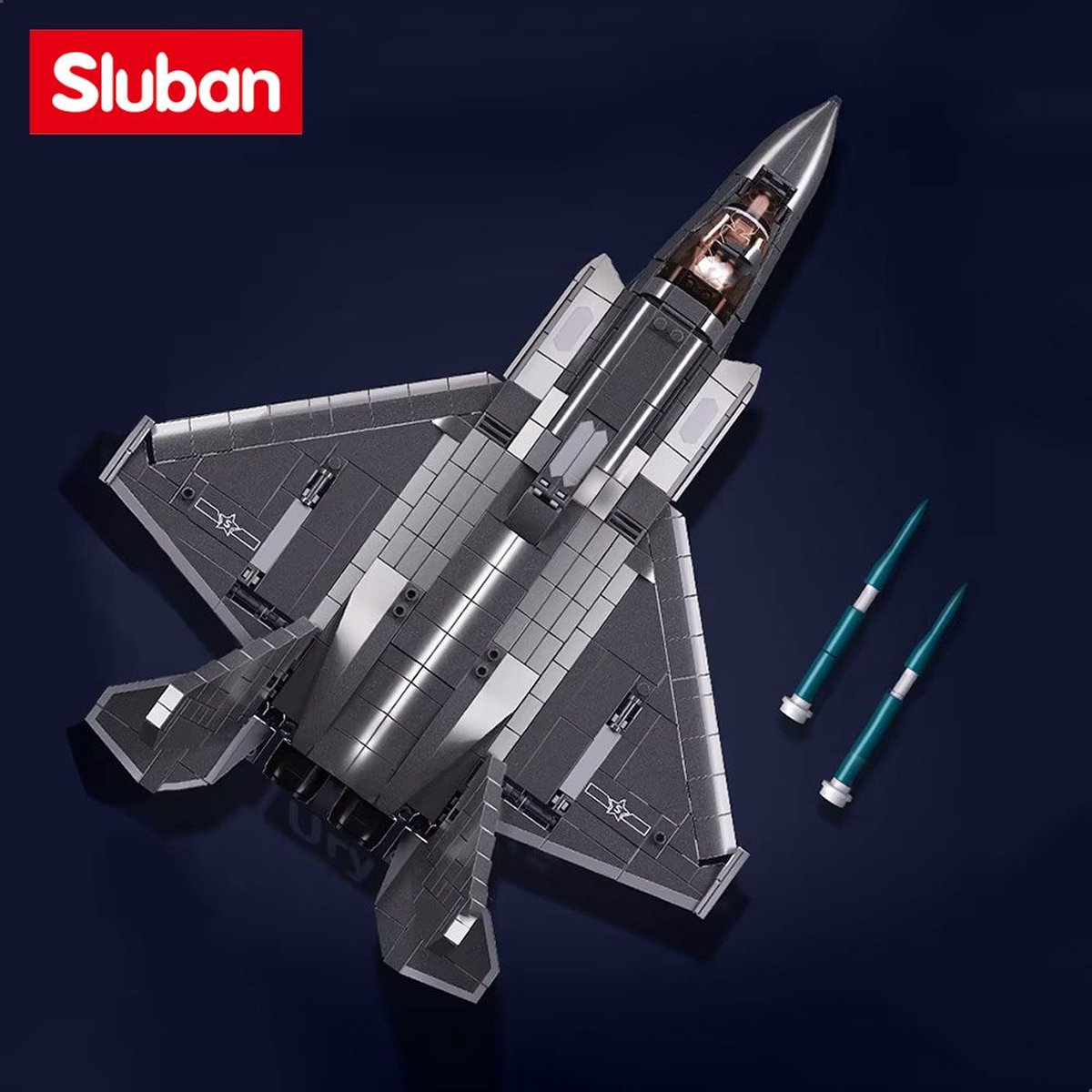 Sluban - J35S Straaljager met LED verlichtingen | WW2 army luchtmacht | Technic creator ideas educatief leger speelgoed | Expert bouwpakketten voor volwassenen | Classic icons vliegtuig modelbouw | 838 bloks — afbeelding 20