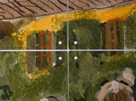 IXXI Secret Villa, Ekaterina Zagorska - 80 x 100 cm - Gratis ophangtool - Grote wanddecoratie en posters - Speels, Illustraties, Kleurrijk