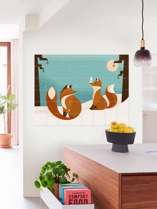 IXXI Vosjes, Elke Uijtewaal - 100 x 80 cm - Outil d'accrochage gratuit - Grande décoration murale et affiches - Illustrations, Digital Art, Ludique, Coloré