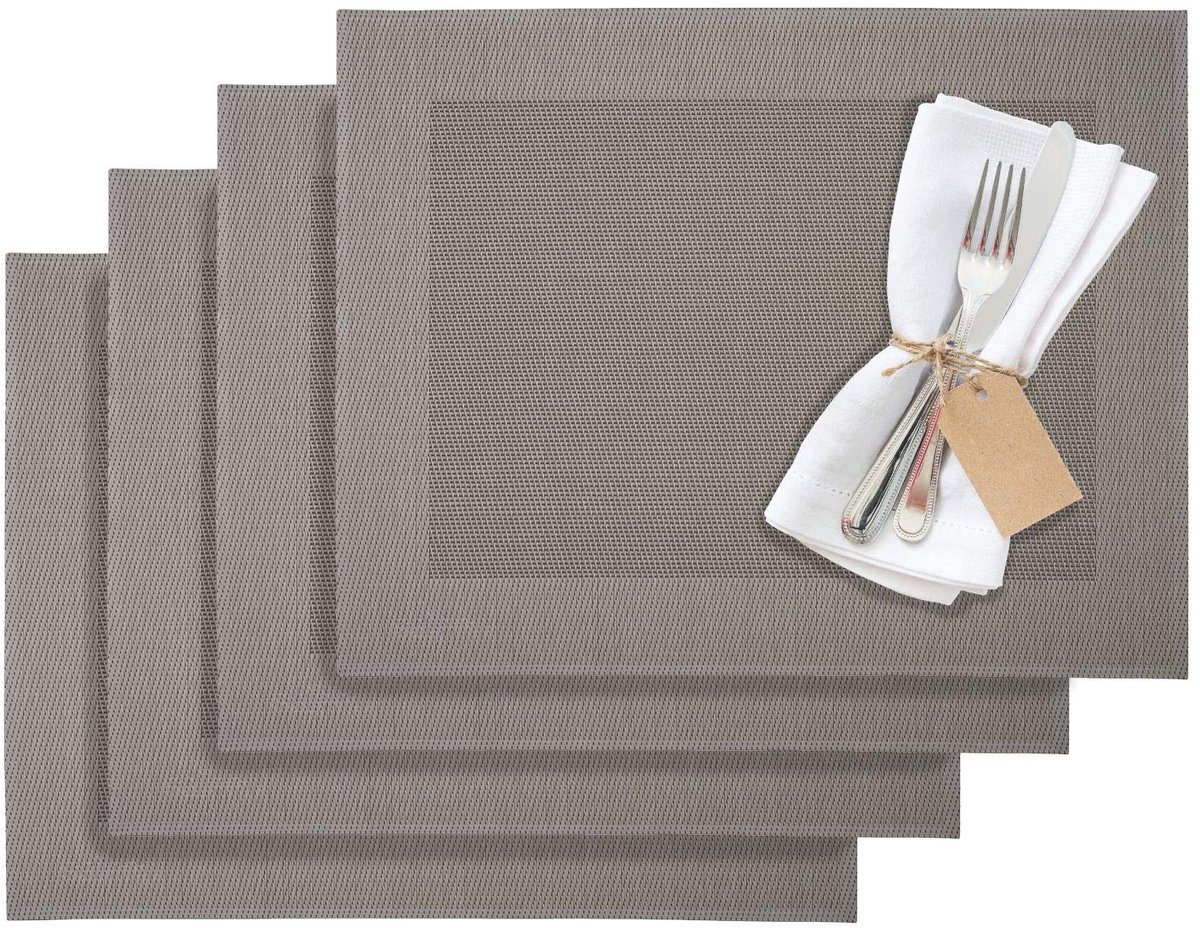 My Ninki ® Stijlvolle en Beschermende Placemats voor Elke Tafelsetting - Set van 4 Stuks, 42 x 32 cm, Grijs/Bruin