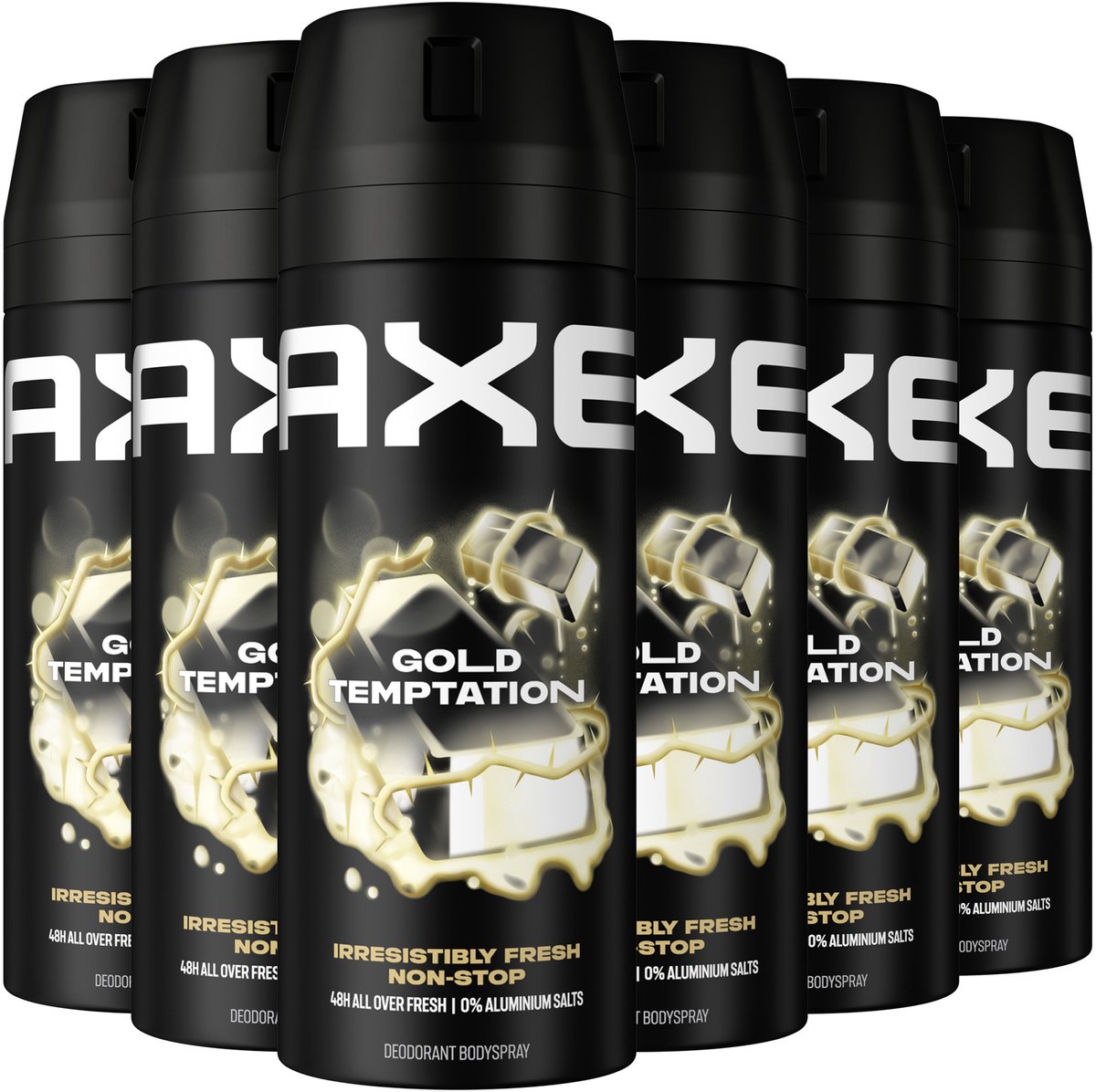 Axe Gold Temptation bodyspray deodorant - 6 x 150 ml - voordeelverpakking