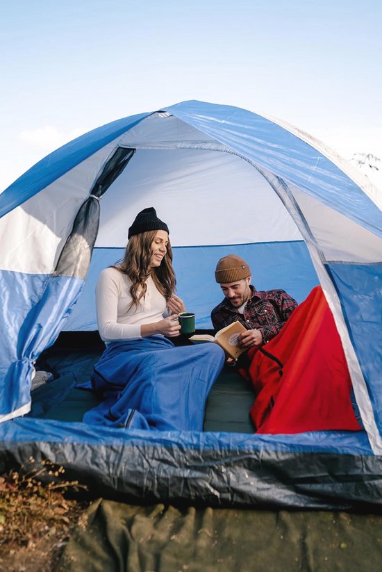 Fleece slaapzak - Zomerzak - Kamperen en reizen - Dubbel te ritsen - 190 x 81 cm - Rood — afbeelding 4