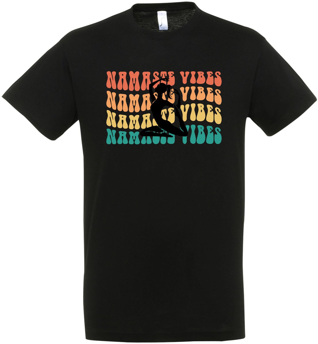 Namaste Vibes T-shirt – Yoga T-shirt – Fun T-shirt – Yoga Nidra - Meditatie - Zwart – Grappig shirt – Yogamat - Yoga Kleding – Meditation - Zen - Leuk Cadeau – Yoga shirt Dames – Yoga shirt Heren – Unisex - Maat M