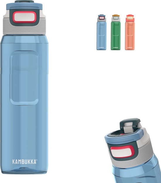Kambukka Elton drinkfles 1L - Niagara Blue met 3-in-1 lid en makkelijke reiniging