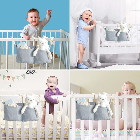 Organisateur De Couches à Suspendre Au Lit Bébé – 2 Poches, Réglable, En Coton (rose), Pour Vêtements, Jouets, Accessoires