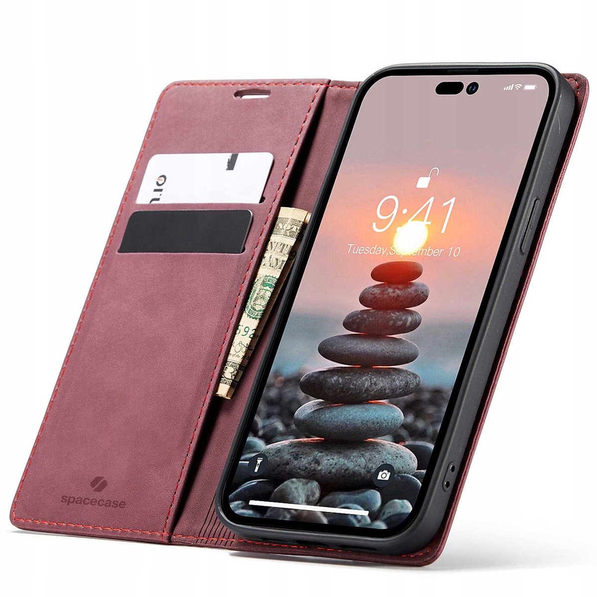 Spacecase Portefeuille Iphone 14 Pro-Hoesje Rode Telefoonhoes