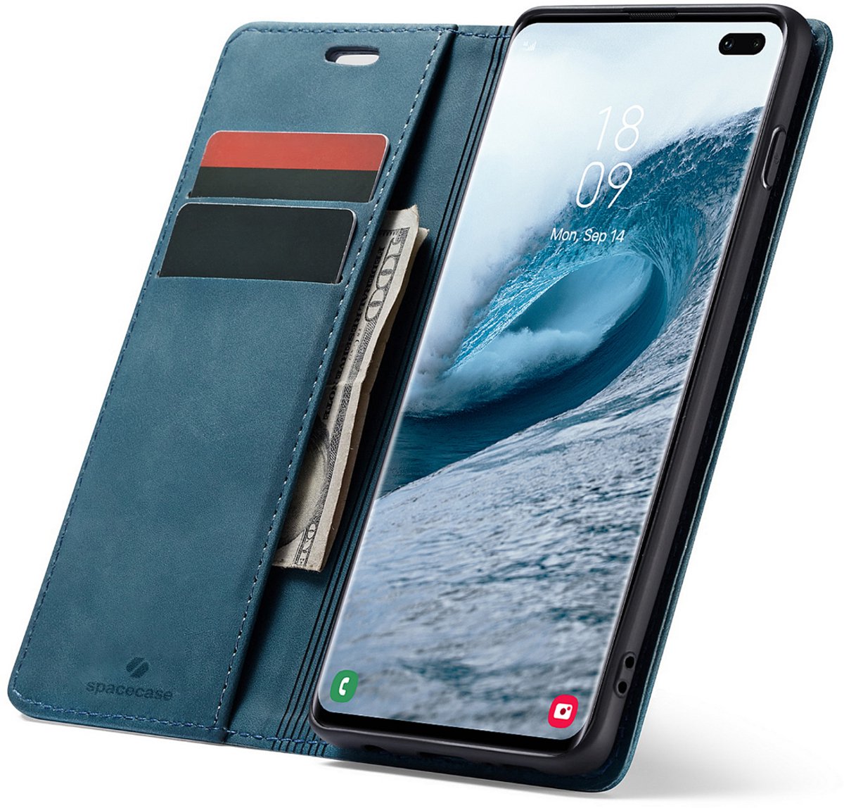 Spacecase Case Wallet Cover Voor Samsung Galaxy S10+ Blauw