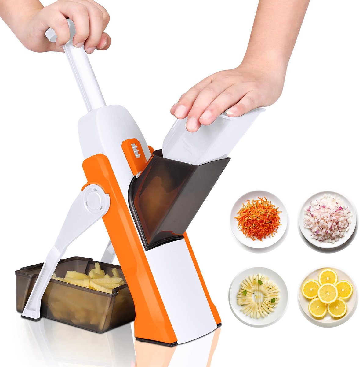 My Ninki ® Innovatieve en Veiligheidsgerichte Mandoline Groentesnijder met Instelbare Dikte en Roestvrijstalen Messen
