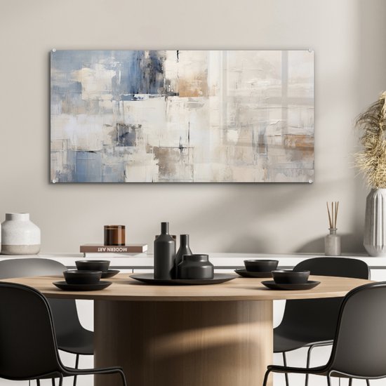 MuchoWow® Glasschilderij 80x40 cm - Schilderij acrylglas - Aquarel - Abstract - Kunst - Foto op glas - Muurdecoratie woonkamer - Wanddecoratie slaapkamer - Schilderijen