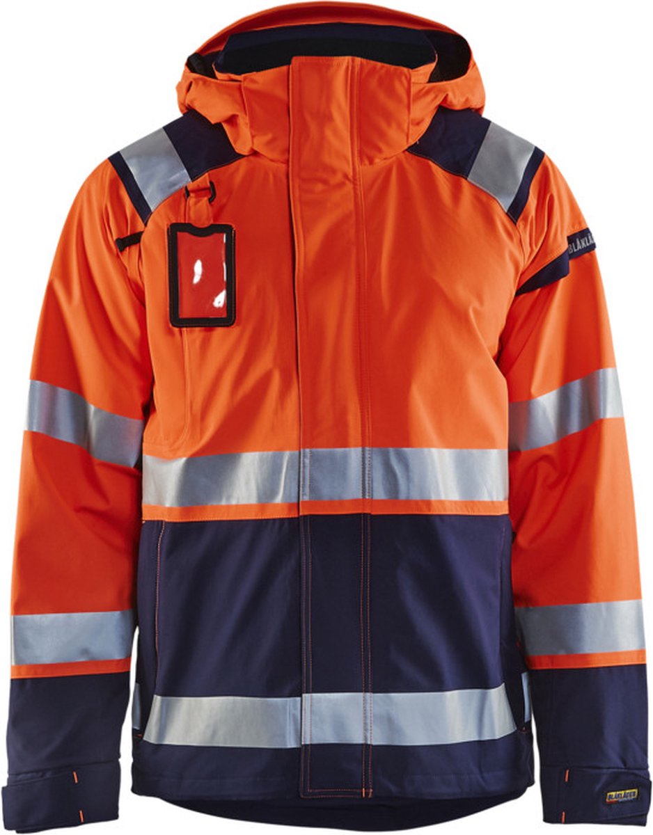 Blåkläder 4987-1987 Shell jack High Vis ongevoerd Oranje/Marineblauw maat 5XL