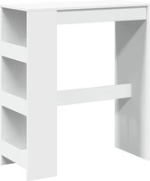 vidaXL - Table de bar - avec - étagères - 90x40x103,5 - cm - décorée - bois - blanc
