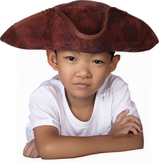 Guirca Carnaval verkleed hoed voor een Piraat - bruin - polyester - kinderen - piraten hoeden