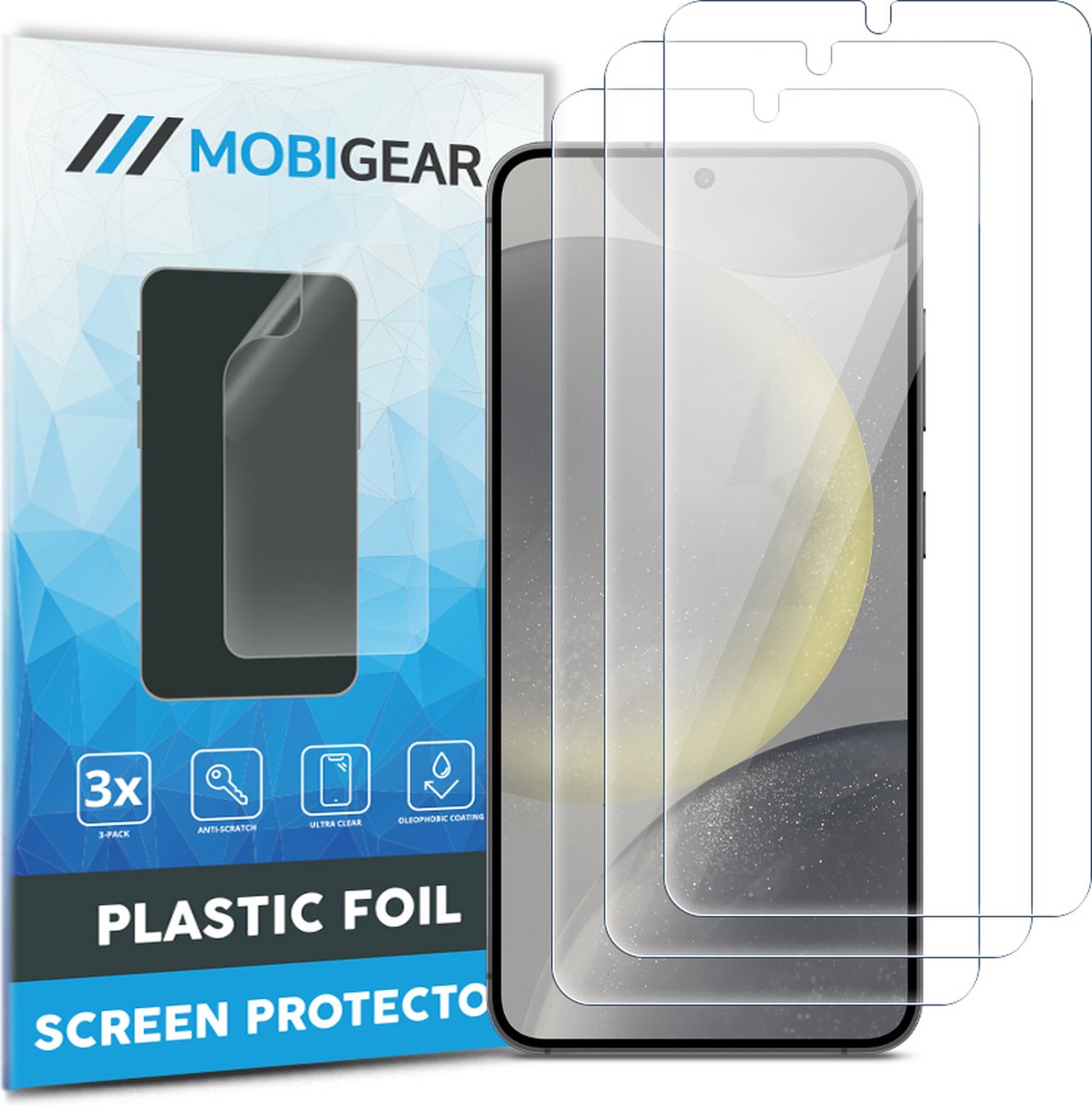 Mobigear Screenprotector geschikt voor Samsung Galaxy S25 Plus | Mobigear Screenprotector Folie - Case Friendly (3-Pack)