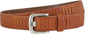 Landley Leren Geperforeerde Gleufjes Riem Smal - Breedte 3 cm - Dames en Heren - Echt Leer - Cognac - Lengte totaal 100 cm / Riemmaat 85