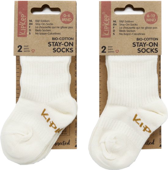 KipKep Socks Wit: Chaussettes bio Stay - Taille 6-12 mois - Wit