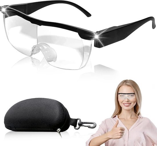 Lupas con luz LED, 5 lentes, diadema, estuche de almacenamiento