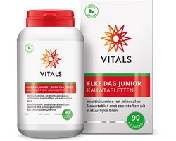 Vitals Elke Dag Junior - 90 kauwtabletten - multivitamine. Voor kinderen. Multivitamine- en mineralenkauwtablet met zoetstoffen uit natuurlijke bron.