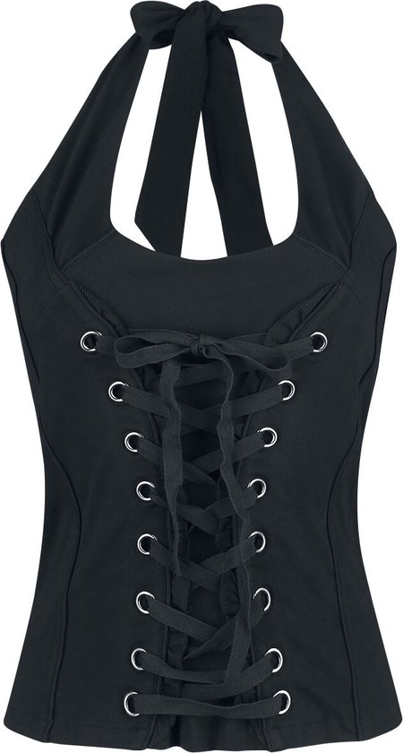 Black Premium by EMP Zwarte haltertop met vetersluiting - Dames - M