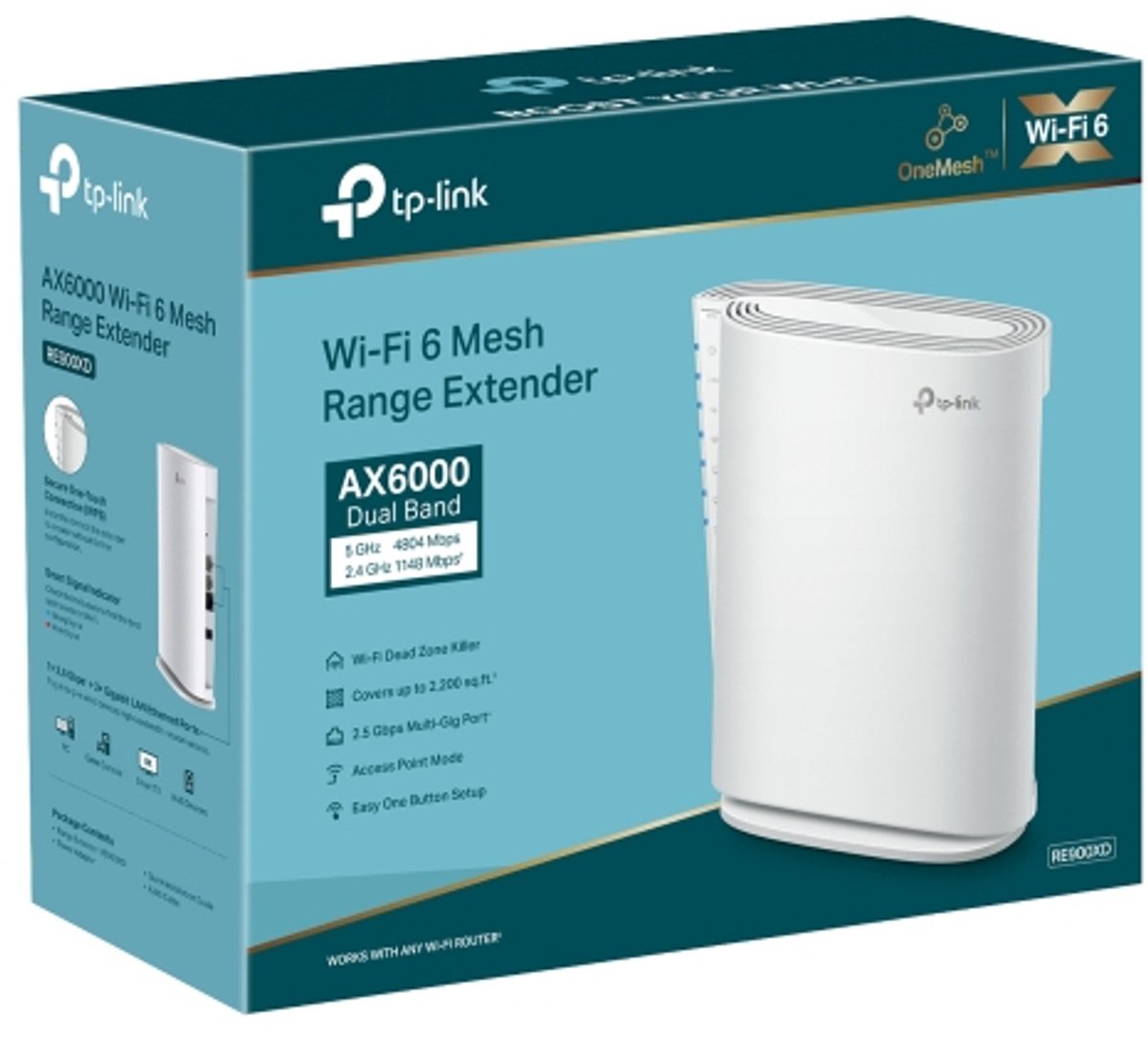 TP-Link RE900XD WiFi 6 Range Extender AX6000 Dual Band - afbeelding 3