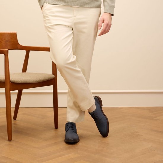 Van Lier - Homme - Chaussures à lacets en nubuck bleu - Taille 40