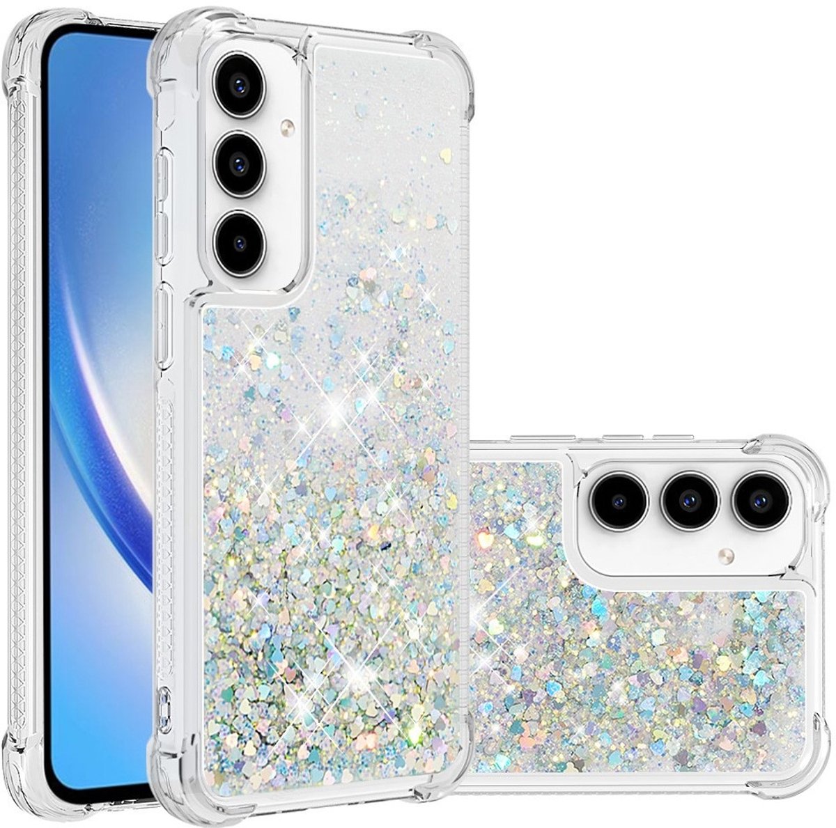 Coverup Hoesje - Geschikt voor Samsung Galaxy A56 Hoesje - Coverup Liquid Glitter Back Cover - Zilver