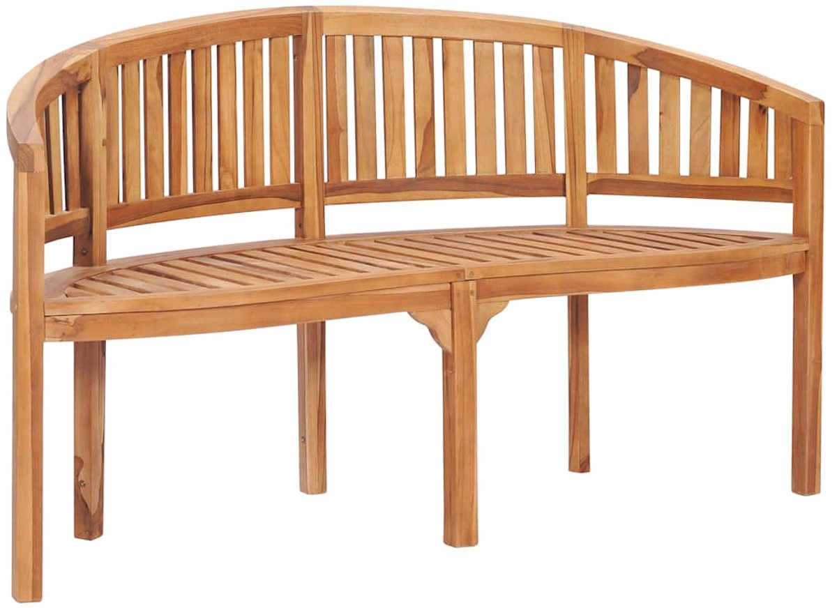 vidaXL Bananenbank 151 cm massief teakhout - Tuinbank - Tuinbanken - Tuinbankje - Tuinbankjes