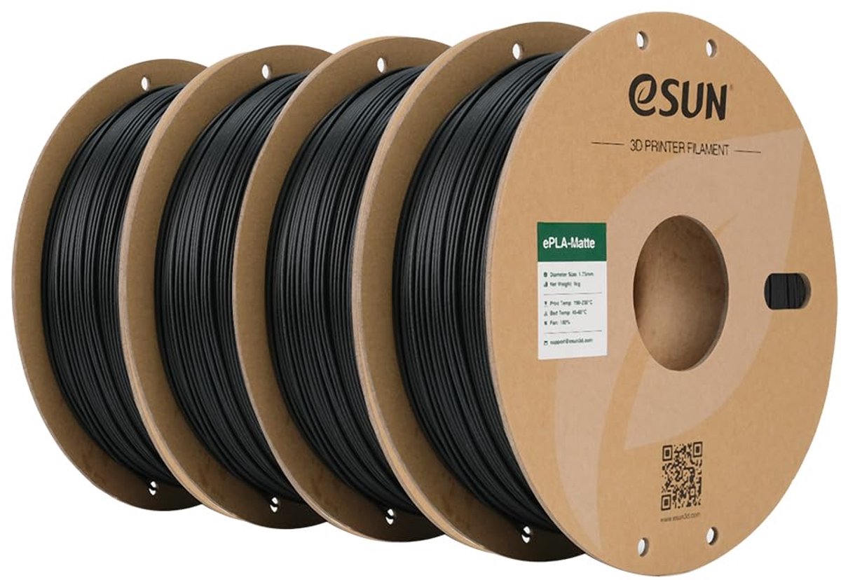 Mat PLA 3D Printer Filament 1.75mm - Donker Zwart - 4KG