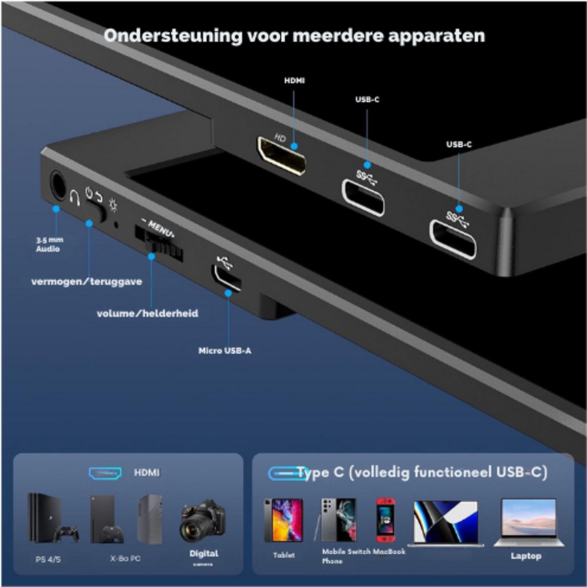 Orange Pi Draagbare Monitor - 14 Inch HDMI IPS-TFT-LCD Display 1920 Pixel Front 600x600w