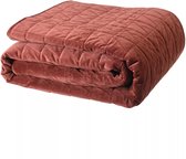 Vente-unique Couvre-lit matelassé en velours - 225 x 220 cm - Terracotta - IDELLA L 225 cm x H cm x P 220 cm